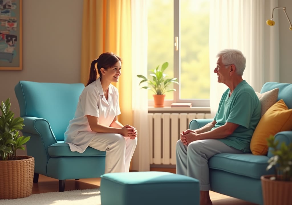 Nurse is talking to a patient